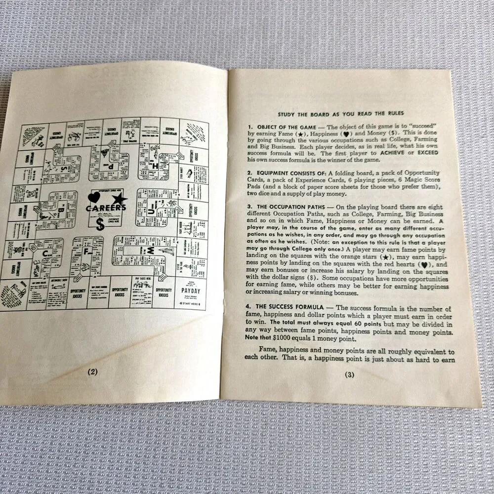 Vintage 1955 Careers The Game By Parker Brothers Board Game